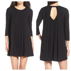 Lush Leah BLACK Ribbed Cut Out Back Shift Dress size small
